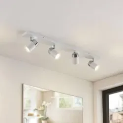 Lindby Strahler Kardo, 4-flammig, weiß, Metall, IP44 Kardo Lindby, dimmbar, weiß / opal, für Badezimmer, Metall, Modern, Strahler