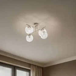 Deckenlampe Zoe Domiluce, dimmbar, creme / amber, für Wohn- / Esszimmer, Metall, Deckenlampe