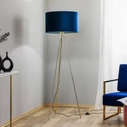 Stehlampe Monaco Domiluce, blau, für Wohn- / Esszimmer, Textil / Stoff / Seide, Stehlampe