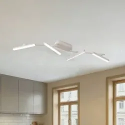 Lindby LED-Strahler Eldrin, weiß, 4-flg., Lichtleiste Eldrin Lindby, dimmbar, weiß / opal, für Wohn- / Esszimmer, Metall, Modern, LED Deckenlampe