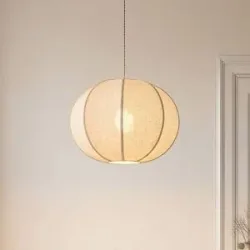 Hängelampe Elfie Lindby, dimmbar, creme / amber, für Wohn- / Esszimmer, Textil / Stoff / Seide, Skandinavisch, Pendelleuchte