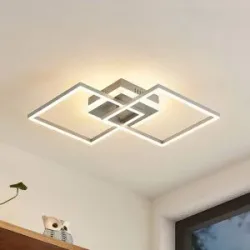 LED Deckenlampe Fjardo Lindby, dimmbar, alu / grau / zink, für Wohn- / Esszimmer, Aluminium, Modern, LED Deckenleuchte