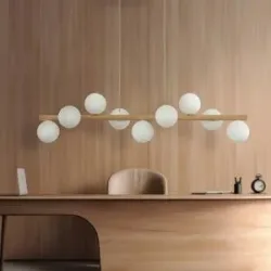 Glas Hängelampe Estera TK Lighting, dimmbar, Holz hell, für Wohn- / Esszimmer, Glas, Pendelleuchte