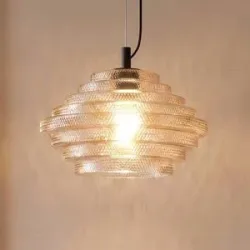 Glas Hängelampe Orliana Lindby, dimmbar, creme / amber, für Wohn- / Esszimmer, Glas, Modern, Pendelleuchte