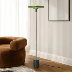 Stehlampe Branford Lindby, grün, für Wohn- / Esszimmer, Metall, Vintage, Stehlampe