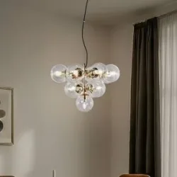 Glas Hängelampe Zumba Domiluce, dimmbar, messing / gold, für Wohn- / Esszimmer, Metall, Modern, Pendelleuchte