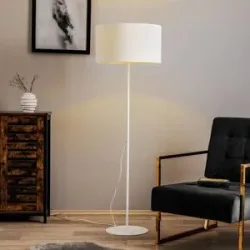 Stehlampe Roller Duolla, weiß / opal, für Wohn- / Esszimmer, Textil / Stoff / Seide, Modern, Stehlampe