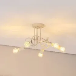 Deckenlampe Oxford HELAM, dimmbar, creme / amber, für Wohn- / Esszimmer, Metall, Deckenlampe