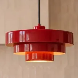 Hängelampe Tivra Lindby, dimmbar, rot, für Wohn- / Esszimmer, Metall, Vintage, Pendelleuchte