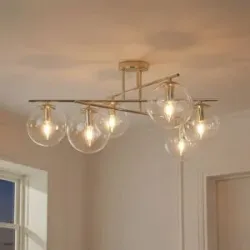 Deckenlampe Zoe Domiluce, dimmbar, messing / gold, für Wohn- / Esszimmer, Metall, Deckenlampe