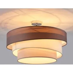 Deckenlampe Melia Lindby, dimmbar, alu / grau / zink, für Wohn- / Esszimmer, Textil / Stoff / Seide, Modern, Deckenlampe