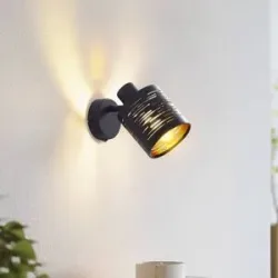 Wandlampe Iolyn Lindby, dimmbar, schwarz, für Wohn- / Esszimmer, Kunststoff, Junges Wohnen, Wandleuchte, Wandlampe Innen