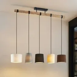 Hängelampe Amilia Lindby, dimmbar, Holz hell, für Wohn- / Esszimmer, Holz, Modern, Pendelleuchte