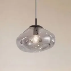 Glas Hängelampe Lelia Lindby, dimmbar, alu / grau / zink, für Wohn- / Esszimmer, Glas, Design, Pendelleuchte