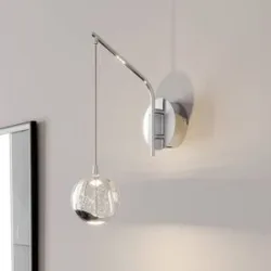 Wandlampe Hayley Lucande, klar / transparent, für Wohn- / Esszimmer, Glas, Modern, LED Wandleuchte, Wandlampe Innen