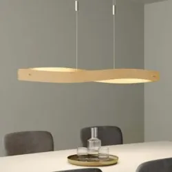 Holz Hängelampe Lian Quitani, dimmbar, Holz hell, für Wohn- / Esszimmer, Holz, Design, Pendelleuchte