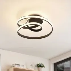LED Deckenlampe Sakina Lucande, dimmbar, schwarz, für Wohn- / Esszimmer, Metall, Design, LED Deckenleuchte