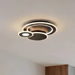 LED Deckenlampe Briar Lindby, dimmbar, schwarz, für Wohn- / Esszimmer, Kunststoff, Modern, LED Deckenleuchte
