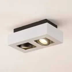 Arcchio Strahler Vince, 25 cm, 2-flammig, weiß/schwarz, GU10 VINCE Arcchio, dimmbar, weiß / opal, für Flurbereich, Aluminium, Modern, Strahler