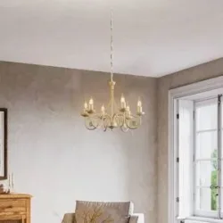Kronleuchter Ayleen Lamkur, dimmbar, weiß / opal, für Wohn- / Esszimmer, Metall, Antik, Kronleuchter