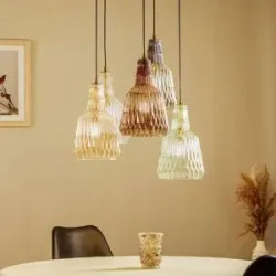 Glas Hängelampe Belarion Lindby, dimmbar, Multicolour, für Wohn- / Esszimmer, Glas, Vintage, Pendelleuchte