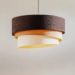 Hängelampe Devon Duolla, dimmbar, braun / rost, für Wohn- / Esszimmer, Textil / Stoff / Seide, Modern, Pendelleuchte