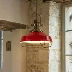 Hängelampe Astel ROYALTECH, dimmbar, rot, für Wohn- / Esszimmer, Metall, Industrielles Design, Pendelleuchte