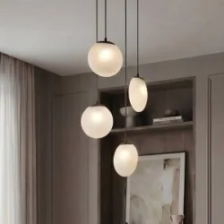Glas Hängelampe Lunelle Lucande, dimmbar, für Wohn- / Esszimmer, Glas, Modern, Pendelleuchte