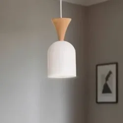 Hängelampe Nolan Lamkur, dimmbar, weiß / opal, für Wohn- / Esszimmer, Metall, Skandinavisch, Pendelleuchte