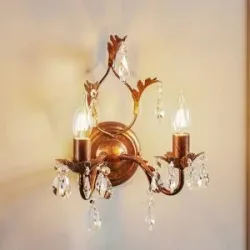 Kristall Wandlampe Teresa ONLI, dimmbar, bronze / altmessing, für Wohn- / Esszimmer, Metall, Antik, Wandleuchte, Wandlampe Innen