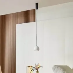Hängelampe Darkorin Lucande, weiß / opal, für Wohn- / Esszimmer, Gips / Ton, Design