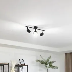 Lindby Deckenleuchte Jyla, 3-flammig, schwarz matt Jyla Lindby, dimmbar, schwarz, für Arbeitszimmer / Büro, Metall, Modern, Strahler