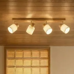 Lindby Deckenstrahler Wanessa, 67cm, 4-flg., Holz, weiß, E14 Wanessa Lindby, dimmbar, Holz hell, für Wohn- / Esszimmer, Holz, Modern, Strahler