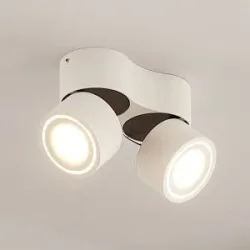 Arcchio LED-Deckenstrahler Rotari, weiß, 2-flg., 1362lm Rotari Arcchio, dimmbar, weiß / opal, für Flurbereich, Aluminium, Modern, LED Deckenlampe