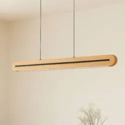 Holz Hängelampe Darnor Lucande, dimmbar, Holz hell, für Wohn- / Esszimmer, Holz, Modern, Pendelleuchte