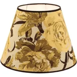 Lampenschirm Sofia Höhe 25 cm, Blumenmuster gelb Duolla, gelb / orange, Textil / Stoff / Seide
