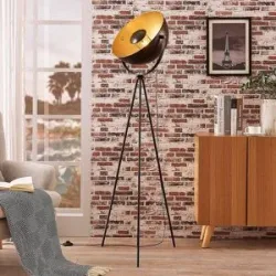 Stehlampe Meline Lindby, schwarz, für Wohn- / Esszimmer, Metall, Modern, Stehlampe