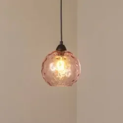 Glas Hängelampe Benek Opviq, dimmbar, violett / pink / rose, für Wohn- / Esszimmer, Glas, Junges Wohnen, Pendelleuchte