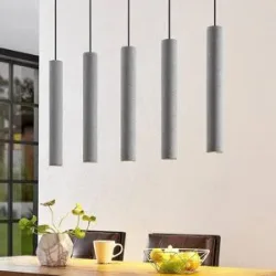 Hängelampe Concretto Lindby, dimmbar, alu / grau / zink, für Wohn- / Esszimmer, Beton, Modern, Pendelleuchte