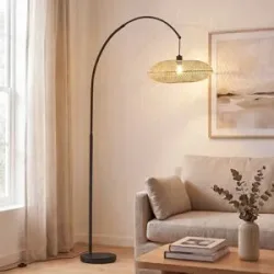 Stehlampe Solvian Lindby, schwarz, für Wohn- / Esszimmer, Metall, Modern, Stehlampe