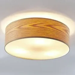 Deckenlampe Dominic Lindby, dimmbar, Holz hell, für Wohn- / Esszimmer, Holz, Skandinavisch, Deckenlampe