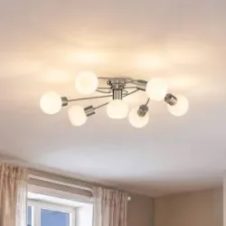 Deckenlampe Ciala Lindby, dimmbar, alu / grau / zink, für Wohn- / Esszimmer, Glas, Modern, Deckenlampe