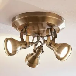Deckenlampe PERSEAS Lindby, dimmbar, bronze / altmessing, für Wohn- / Esszimmer, Metall, Antik, Deckenlampe