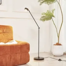 Stehlampe Jyla Lindby, schwarz, für Wohn- / Esszimmer, Metall, Modern, Stehlampe
