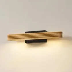 Wandlampe Lieske Lucande, Holz hell, für Wohn- / Esszimmer, Holz, Modern, Wandleuchte, Wandlampe Innen