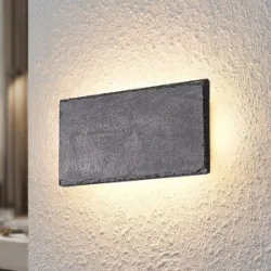 Wandlampe Peetu Lindby, dimmbar, alu / grau / zink, für Wohn- / Esszimmer, Stein, Modern, LED Wandleuchte, Wandlampe Innen