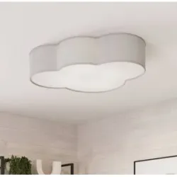 Deckenlampe Cloud TK Lighting, dimmbar, alu / grau / zink, für Wohn- / Esszimmer, Textil / Stoff / Seide, Junges Wohnen, Deckenlampe