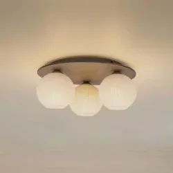 Deckenlampe Virlo TK Lighting, dimmbar, Holz hell, für Wohn- / Esszimmer, Glas, Deckenlampe