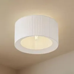 Deckenlampe Virelle Lindby, dimmbar, weiß / opal, für Schlafzimmer, Textil / Stoff / Seide, Deckenlampe