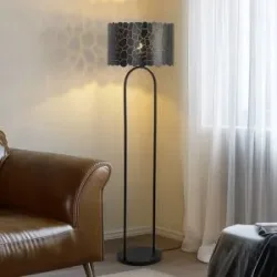 Stehlampe Aralena Lindby, schwarz, für Wohn- / Esszimmer, Metall, Modern, Stehlampe